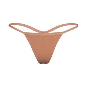 Skims Cotton Jersey T-String Thong in Sedona Color - M